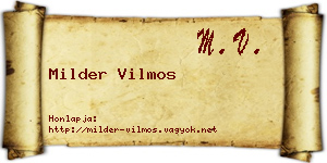 Milder Vilmos névjegykártya